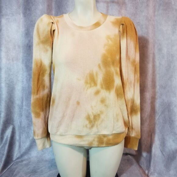 Status Pink & Tan Puff Sleave Pullover Size Small - Picture 2 of 5